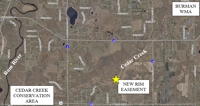 Photo: Map showing the new easement area and the Cedar Creek Area